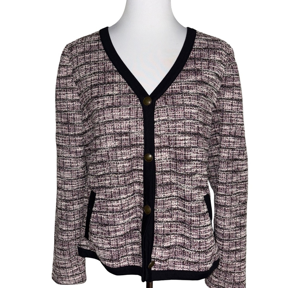 Maurices Black White Textured Cardigan Pockets